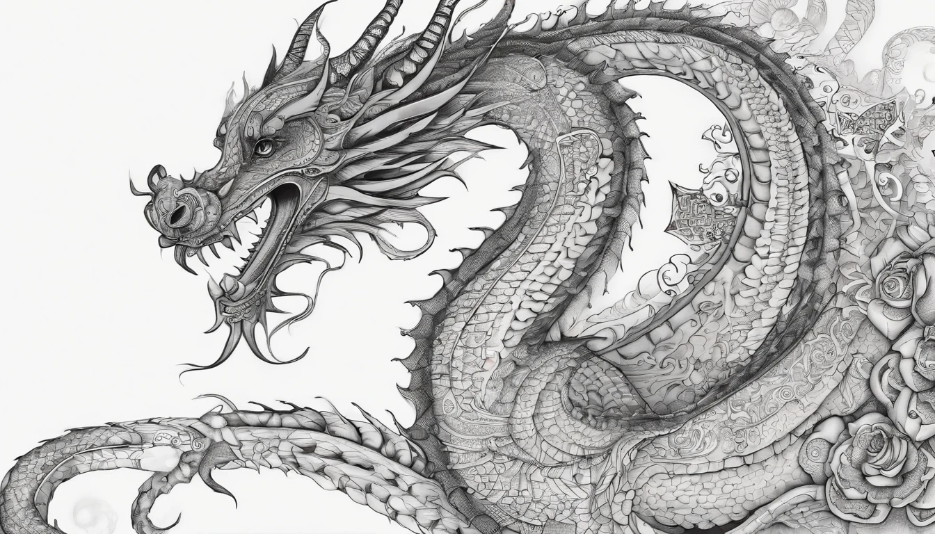 Very beautiful cartoon dragon,red scene,geometric cloud,graphical,Large depth of field perspective,chinese fantasy,Dreamism,Vivid effects and details,Excellent picture quality,A high resolution