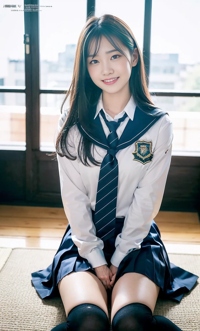 ulzzang -6500-v1.1, (Raw foto:1.2), (Photorealsitic:1.4), a beautiful detailed girl, extremely detailed eye and face, beatiful detailed eyes, Ridiculous, unbelievable Ridiculous, huge filesize, ultra-detailliert, hight resolution, ighly detailed, top-quality, ​masterpiece, Kemomimi, ((Japanese girls' high school uniform)), illustratio, ighly detailed, nffsw, unification, 8k wallpaper, astonishing, finely detail, ​masterpiece, top-quality, Highly detailed ticker uniform 8K wallpaper, face lights、Cinematographic lighting、1girl in、sixteen years old、(witheout panties)、((dynamicposes)))、Physical education sitting、A smile