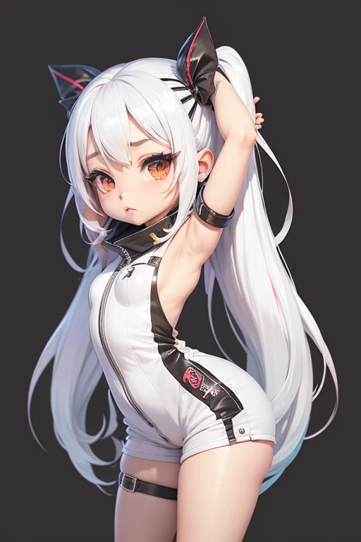 (super flat, flat shading, flat color:1.1)、(One Asian boyish girl)、(cute:1.2)、very beautiful 14 year old girl cartoon、wonderful smile、cheeks are red、(high detail skin: 1.2)、Photorealistic anime girl rendering、Realistic anime 3d style、cuteボブカット、beautiful brown hair、intense black eyes、strong eye highlights、(detailed、Medium chest)、perfect anatomy、hair is messy、old style sportswear、((leotard))、from below、((from the front))、白いleotardを披露、rhythmic gymnastics uniform、Small area sportswear、Angle from feet、from belowの角度、((from below見上げるアングル、showing off crotch))、studio with mirror、volume lighting、soft light、bright、neon、Bright colors、watercolor painting、PVC, ((upper body close-up))