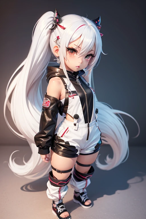 No background, One girl, cute, Gray Hair, Braid, Anime Style, Long Hair,