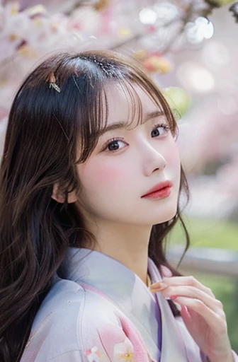 (kimono)、、(Cherry petals blur and fall.:1.5)、(hairsh, swaying in the wind:1.3)、(topquality,tmasterpiece:1.3,超High Resolution,),(ultra-detailliert,caustics),(photorealestic:1.4,Shooting in RAW format,)Ultra-realistic capture,A highly detailed,High Resolution16K for Human Skin、 The texture of the skin is natural、、Skin looks healthy with an even tone、 Use natural light and color,a one woman,Japanese,,Kawaii,dark-haired,Medium Hair,(Depth of field、chromatic aberration、、Wide range of lighting options、natural shading、)、(Petals reflect light:1.3)