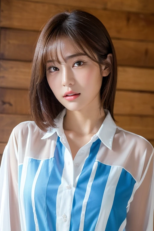 Best quality, 8k, ,Masterpiece :1.3)), facing viewer,((full body1.2)) ,pretty woman, wide shot ,1girl, , selfie , , Graffiti Wall, brown hair , bangs,ultra-detailed face, highly detailed lips, detailed eyes, double eyelid