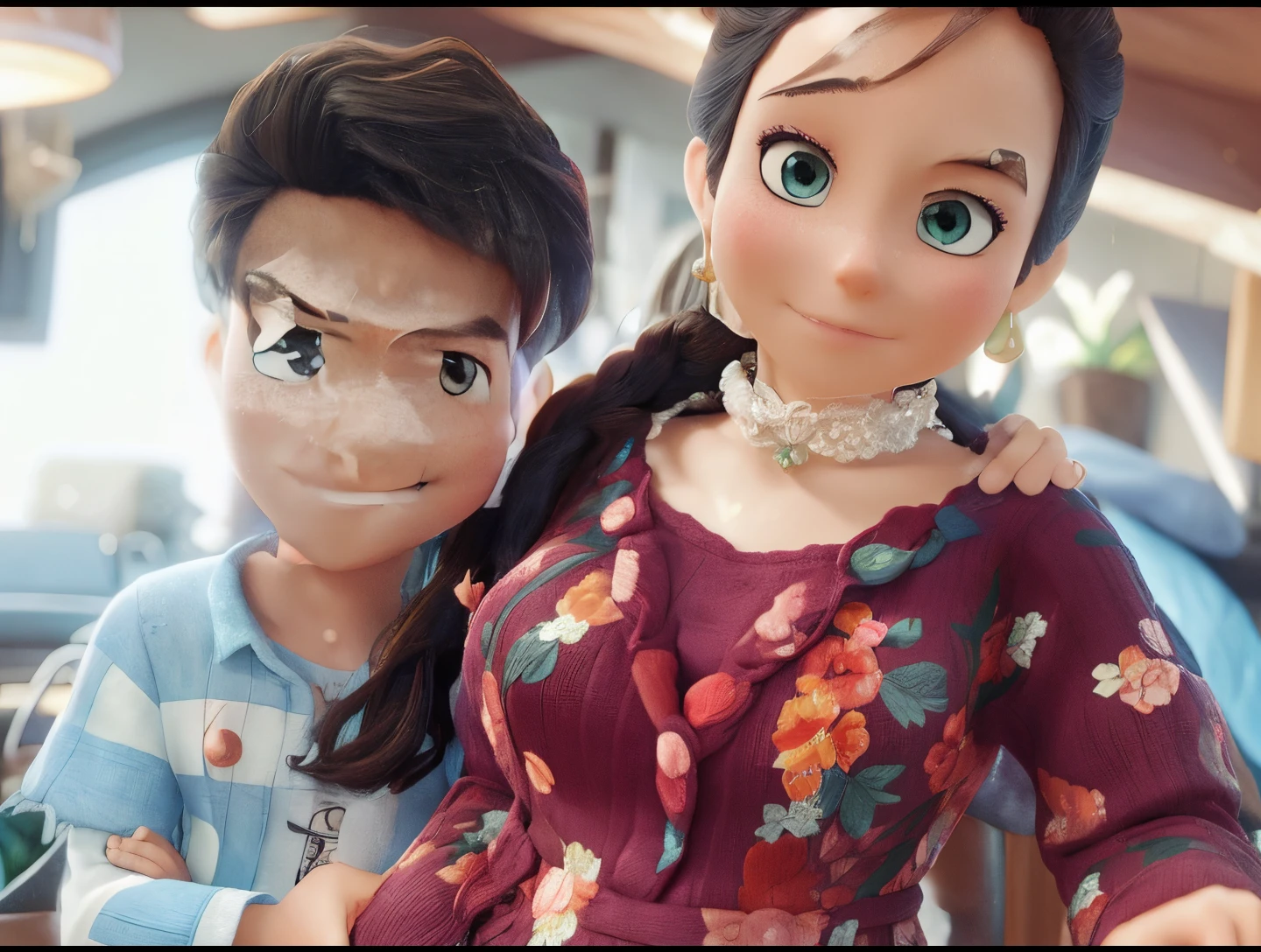 Lovely couple,High quality background ,3D