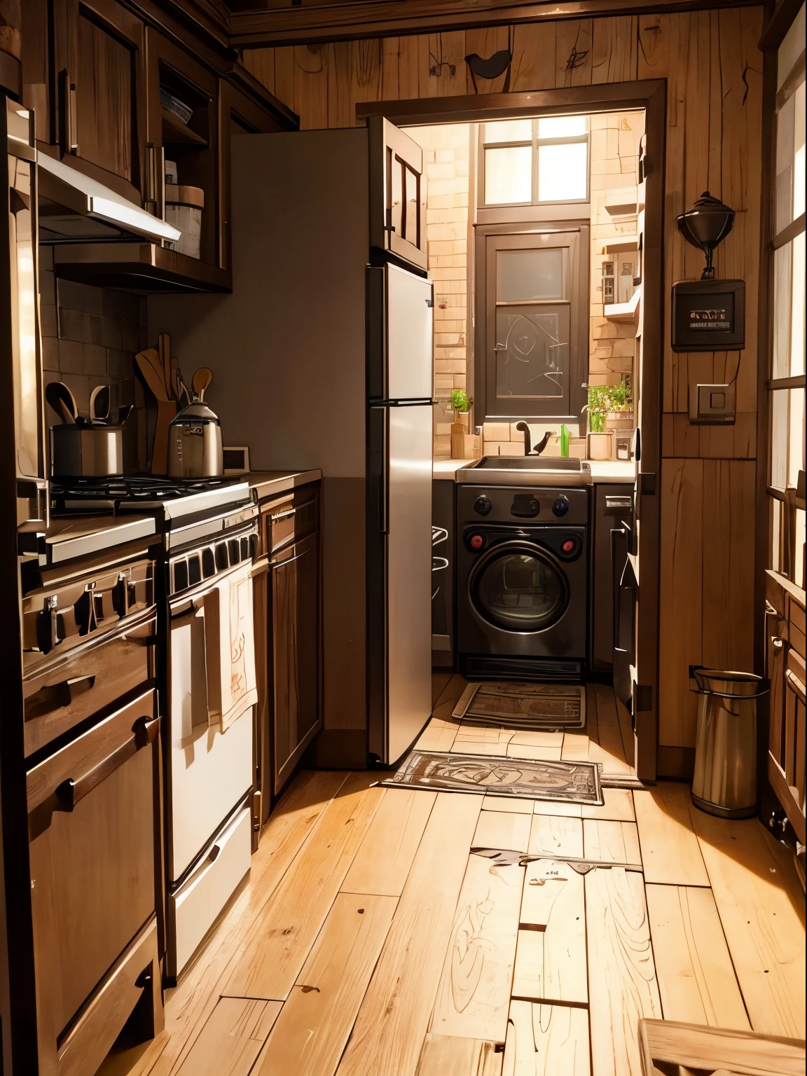 In a mysterious old house,Hidden a strange kitchen。The appliances in this kitchen all have unique looks and functions。Blender with tentacles like spider legs,Ability to move flexibly between different ingredients,Mix them into various exotic flavors。A microwave has eyes and a mouth,Weird noises occur when food is heated,It's like tasting delicious food。a huge refrigerator,The door is covered with mysterious runes,Whenever night falls,The food in the refrigerator seems to be given life,A wonderful adventure begins。These weird kitchen gadgets,Make this kitchen a legendary place that explorers talk about。