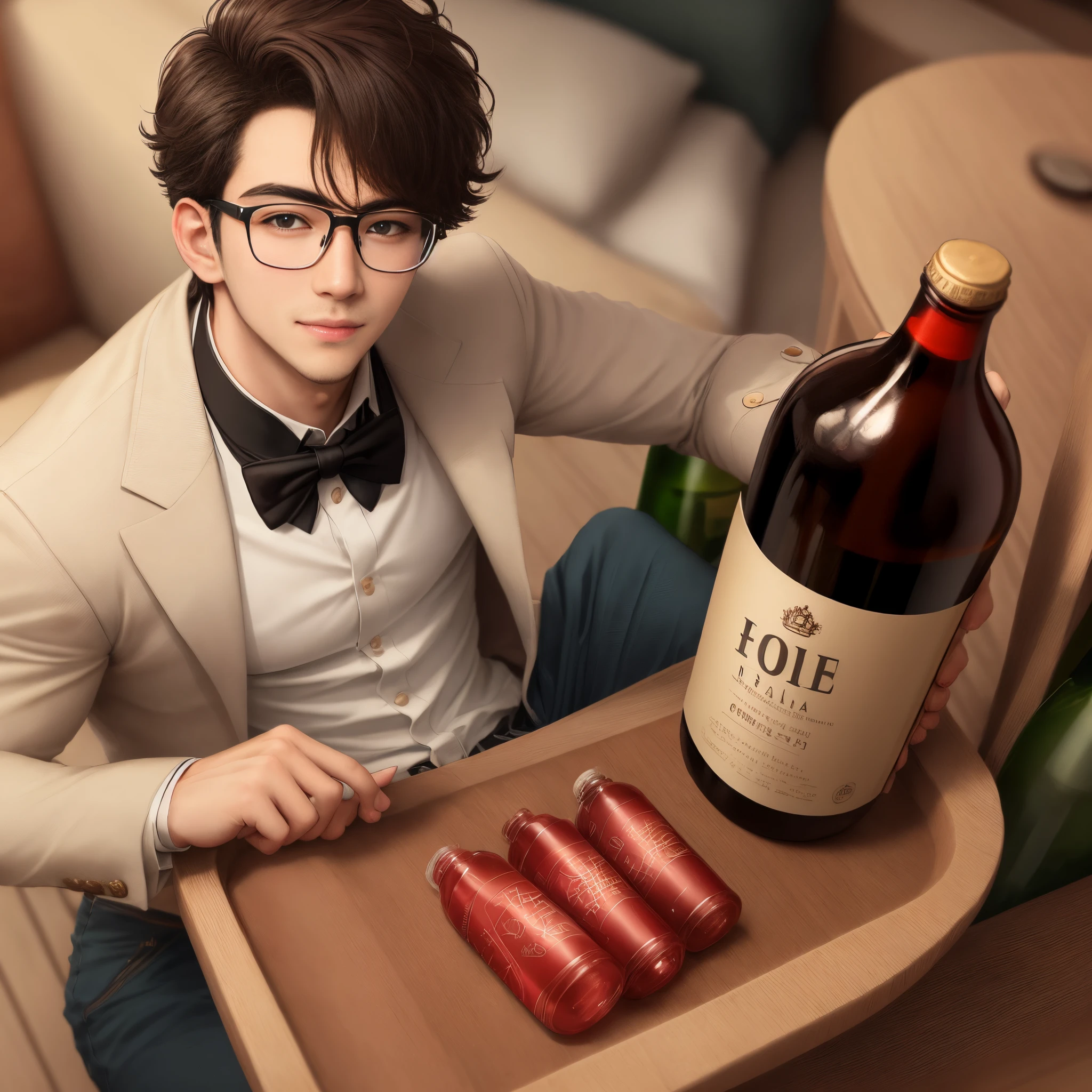 handsome boy with bottle bottom glasses