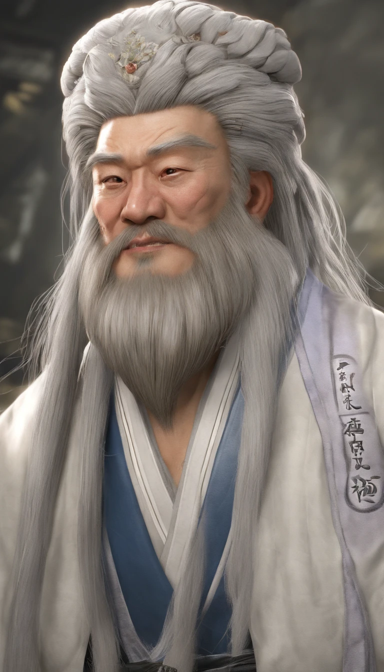 Old Man of the East,Frontal portrait of ancient Chinese figures(Portrait of Confucius 1.0),(Bust portrait 1.5),Audience visual inspection(facing at the camera),White haired man,hair-bun,no headwear,hair tying up。yellow clothing。solid color backdrop(Drawing paper texture 1.5)。真实感。hyper HD, retinas, tmasterpiece, Acura, Anatomically correct, Award-Awarded, high high quality, high detal, super detailing, ctextured skin, Best quality at best, A high resolution,k hd, 4K, 8K, 16k。