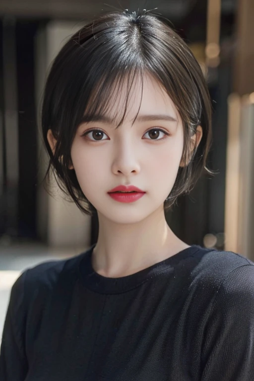 (masterpiece:1.3), (8k, photorealistic, RAW photo, best quality: 1.4), (1girl), beautiful face, (realistic face), (black hair, short hair:1.3), beautiful hairstyle, realistic eyes, beautiful detailed eyes, (realistic skin), beautiful skin, (sweater), absurdres, attractive, ultra high res, ultra realistic, highly detailed, golden ratio