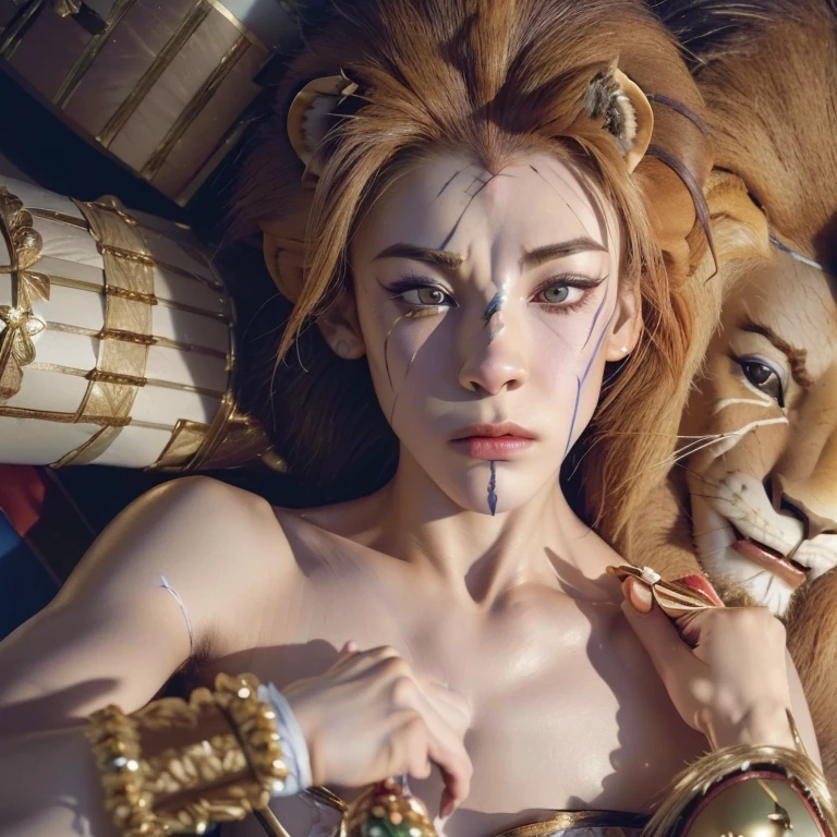 (8k, RAW photo, best quality, homoerotic, looking at viewer, face:1.5), (1boy, androgynous male, scar the lion, nutcracker ballet:1.65)