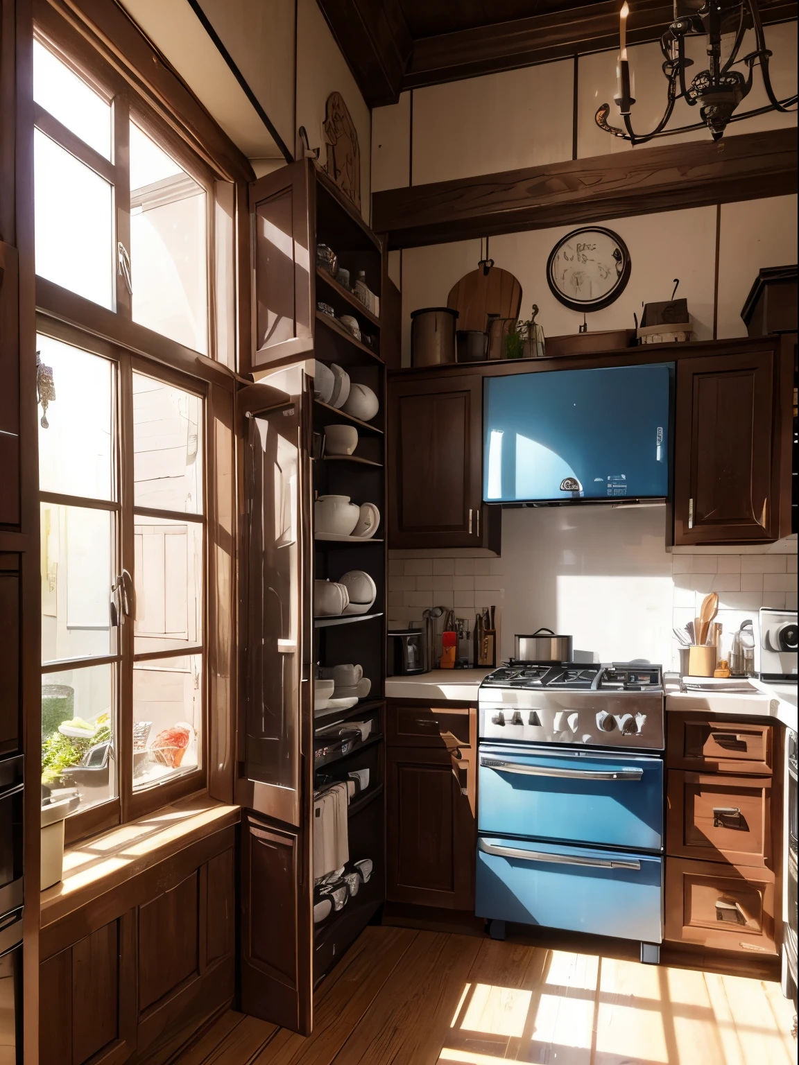 In a mysterious old house,Hidden a strange kitchen。The appliances in this kitchen all have unique looks and functions。Blender has tentacles that look like spider legs,Ability to move flexibly between different ingredients,Mix them into various exotic flavors。A microwave has eyes and a mouth,Food makes strange noises when heating,tas'like tasting delicious food。a huge refrigerator,The door is covered with mysterious runes,Whenever night falls,The food in the refrigerator seems to be given life,A wonderful adventure begins。These weird kitchen gadgets,Make this kitchen a legendary place that explorers talk about。