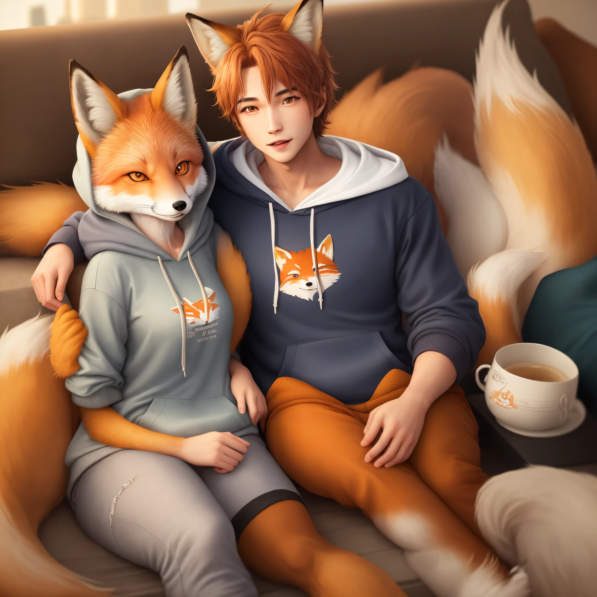 Furred dragon, female, showing big tits and pussy, small waist, by bebebebebe, close view, sexy, cute, salvaje, muscular, big chest, some part of a house, tired pose, wearing pajamas, sitting, drinking a coffee with cookies, table, breakfast, duo