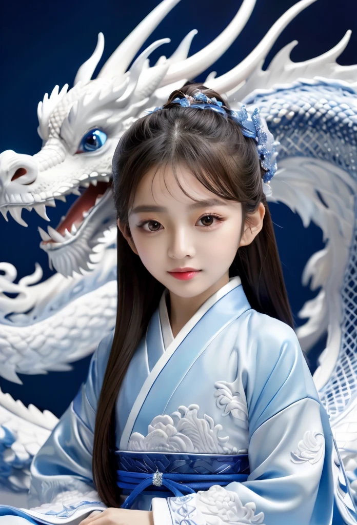 2-year-old Chinese girl,Lovely, Round your face,Slept in a golden dragon bed, Durango with two horns, Shutterstock Contest Winner, Fantasy art, A dragon made of clouds, Chinese Fantasy, Camera shot, Intricate and sophisticated details, high quality，Japanese girl