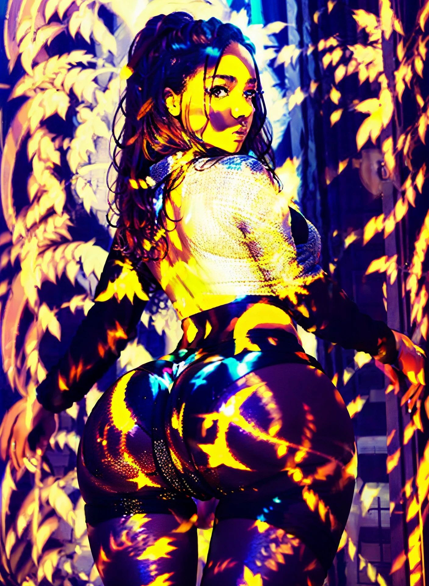 Garota ruiva, Minnie Mlungwana, dark skin WOMAN WITH WIDE HIPS AND BIG BUTTOCKS AND THICK THIGHS AND BIG HIPS, objective: (display epic poses of subject with scarf mask sweater leggings), Womancore, cellophane couture, shot on hasselblad, shot on Fujifilm superia --auto --s2