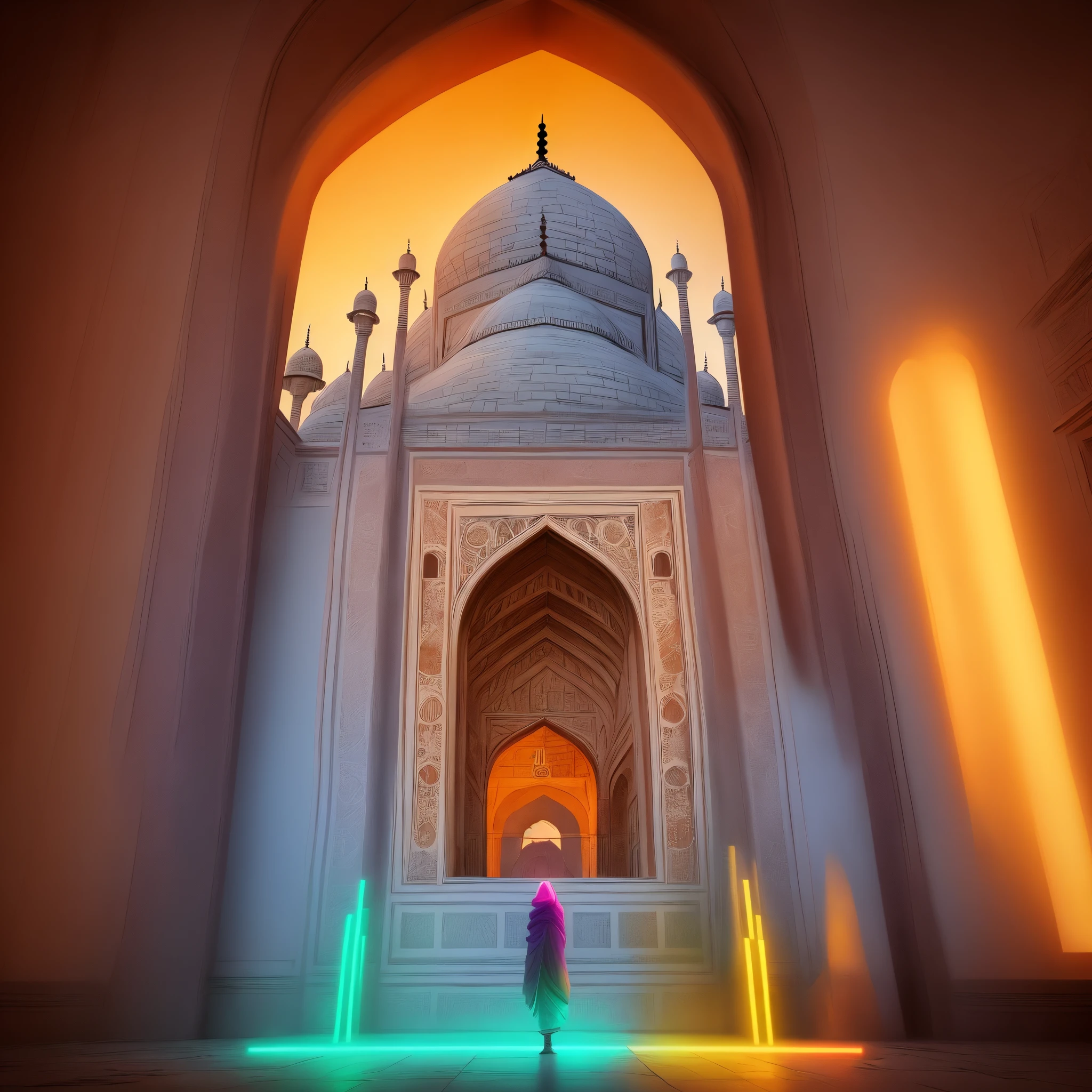 Tajmahal in neon colours