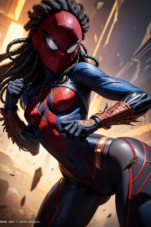african girl, black skin, comic accurate Miles Morales Spider Man costume, combat stance, highly detailed, vibrant appearance, creative behavior, extremly detailed, imaginative, sensual, spontaneous, small breasts, sexi, revealing, highest quality, skin texture, intricate details, (cinematic lighting), RAW photo, 8k, masterpiece,best quality,ultra-detailed,very detailed illustrations,extremely detailed,intricate details,highres,super complex details,extremely detailed 8k cg wallpaper,