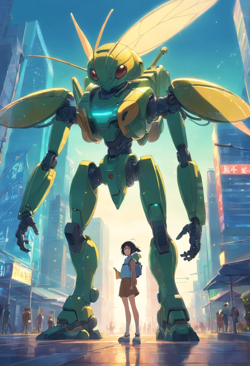 There are very strange-looking aliens with shining eyes, Alihumanoid, insectoid, Alien Ali, Alihumanoid mechanic, Cyborg wasp, Humanoid mosquito, Space Insect Android, Steampunk robot ants, Portrait of an alien insect, Biopunk Cyborg Wasp, friendly humanoid insect robot, Antasy character, metal and glowing eyes, human structure bee concept art