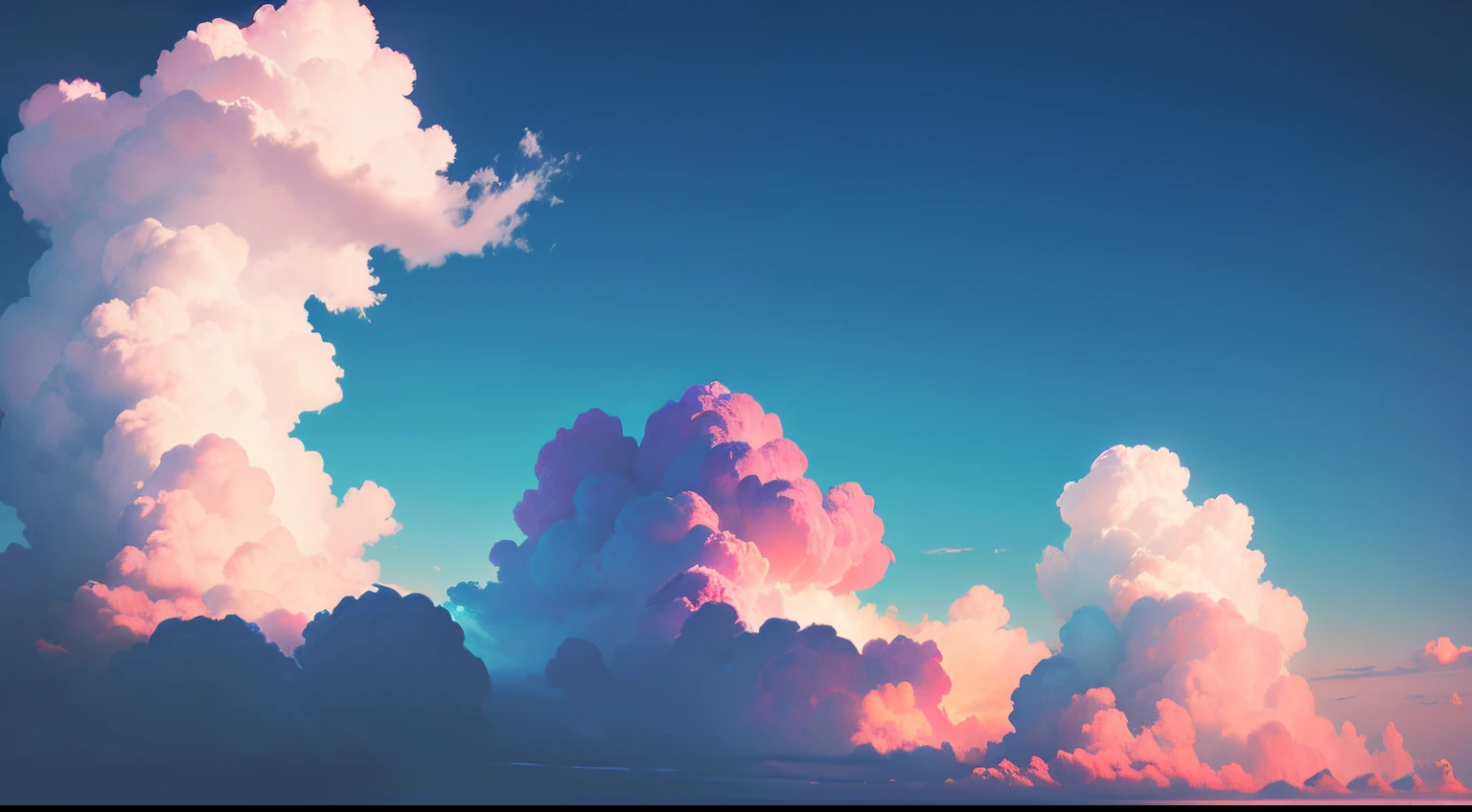 Cyan sky，the clouds，Mist，Yellow clouds，Gradient color，Translucent，Hi-Def，Fine quality，optimum，（rainbowing:1.2）