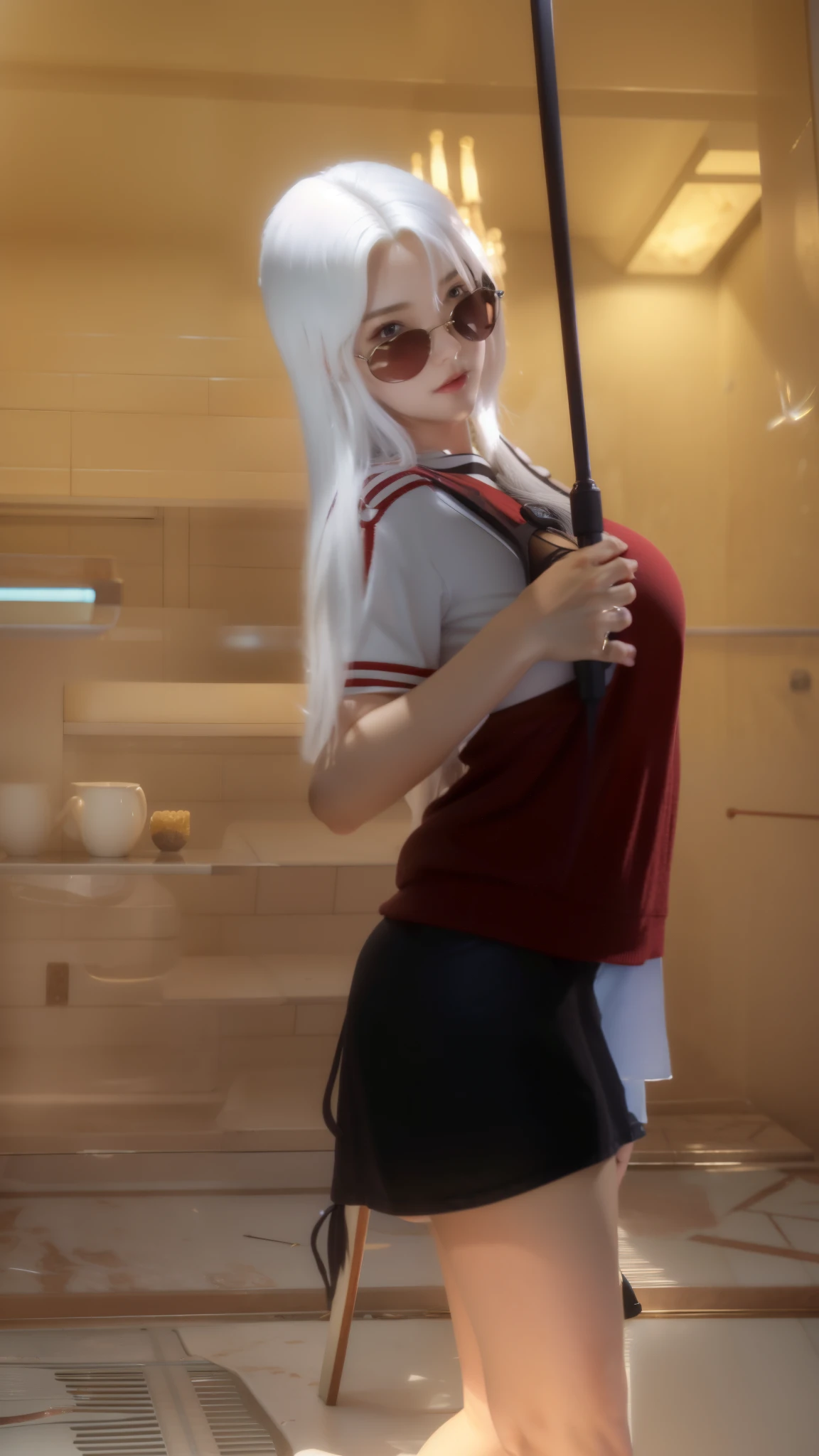 Anime, Korea, 1 girl sexy, white hair, beautiful, 8k Quality, big breasts,long hair