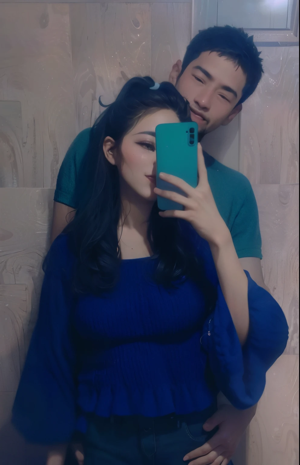 there is a man and woman taking a selfie in front of a mirror, couple pose, in love selfie, lovely couple, very very low quality picture, profile pic, 😭 🤧 💔, candid picture, couple, 😭🤮 💔, candid photo, they are in love, smooth in _ the background, low quality photograph, taken with the best dlsr camera