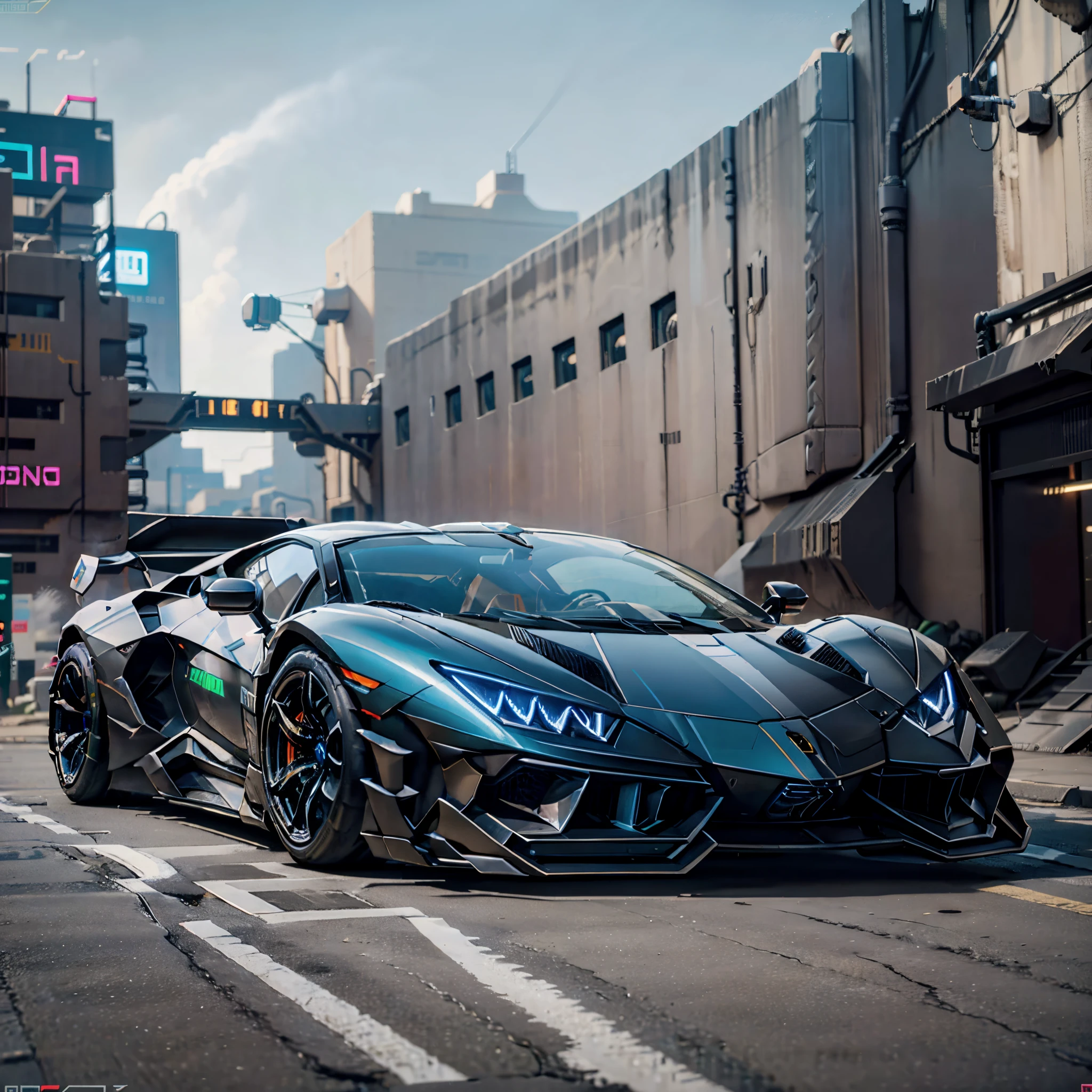 Lamborghini exotic sian cyberpunk, 4k, HDR, renderizado, obra-prima, ray tracing, Cyberpunk Scenario, carro preto, Batmobile, Neon light, deriva, carbono, futurista, Neon light, noite, cidade cyberpunk 2077