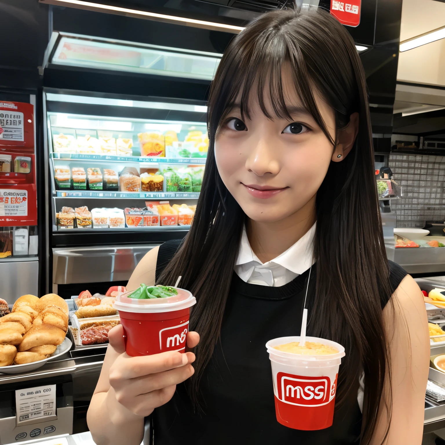 masterpiece, high quality, 4K,
BREAK
Girl (drinking canned juice) in front of (vending machine:1.1), (smile, happy:1.1), (school uniform:1.2), long sleeve,