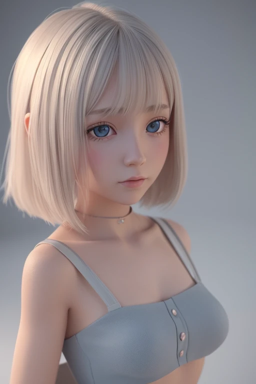 Delicate 3D PVC model of cute young girl, looking at viewer, soft smooth lighting, with soft pastel colors, 3d icon clay render, 120mm lens, 3d blender render, trending on polycount, modular constructivism