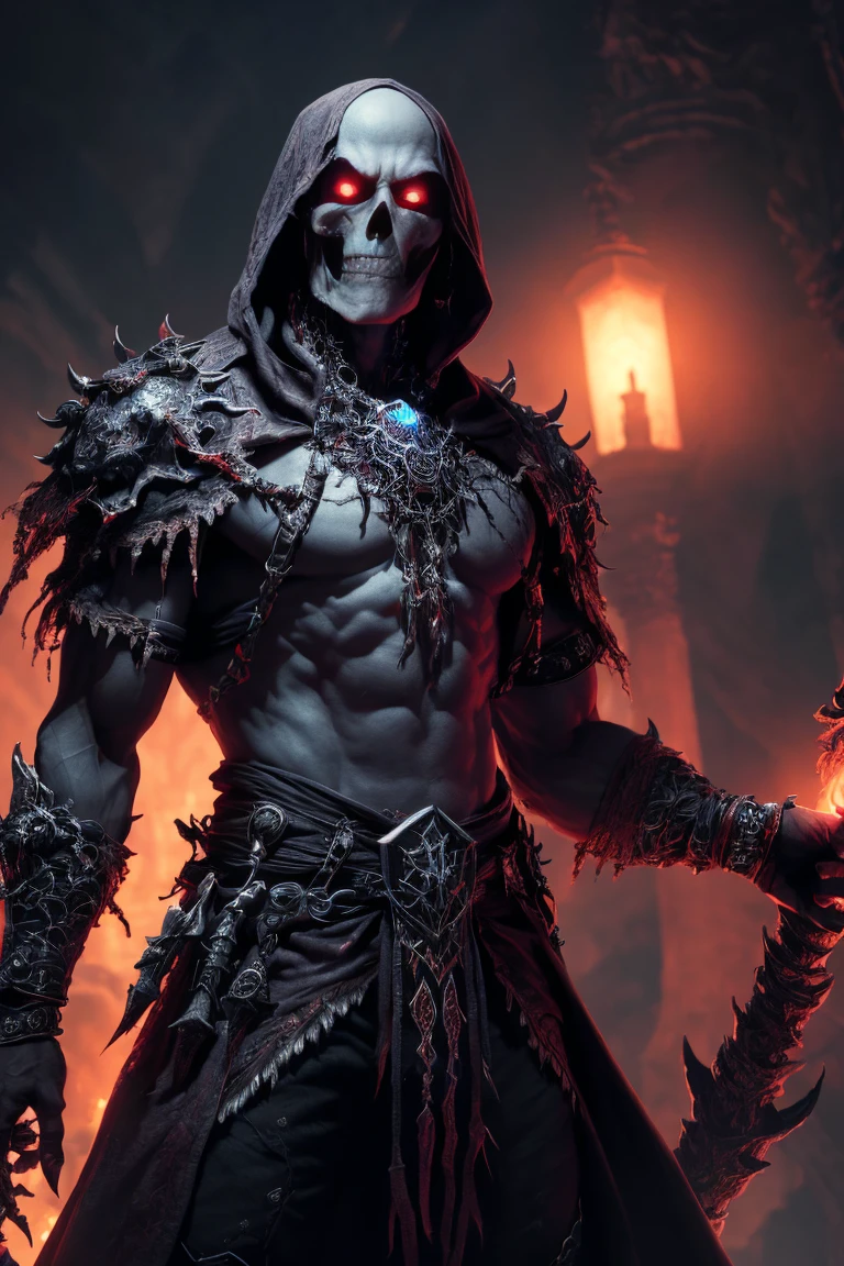 (extremely detailed 8k wallpaper), a medium shot photo of a fearful necromancer, intricate, high detail, dramatic