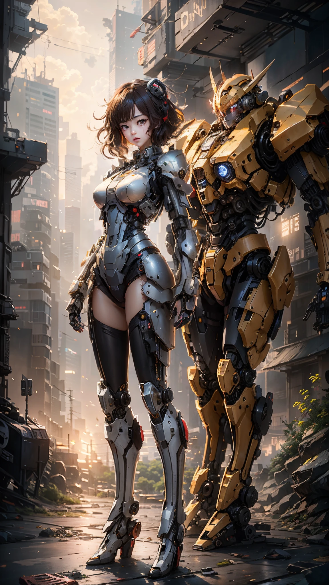 Anime girl in mecha suit, anime girl mecha, digital cyberpunk anime art, 8 k, mecha network armor girl