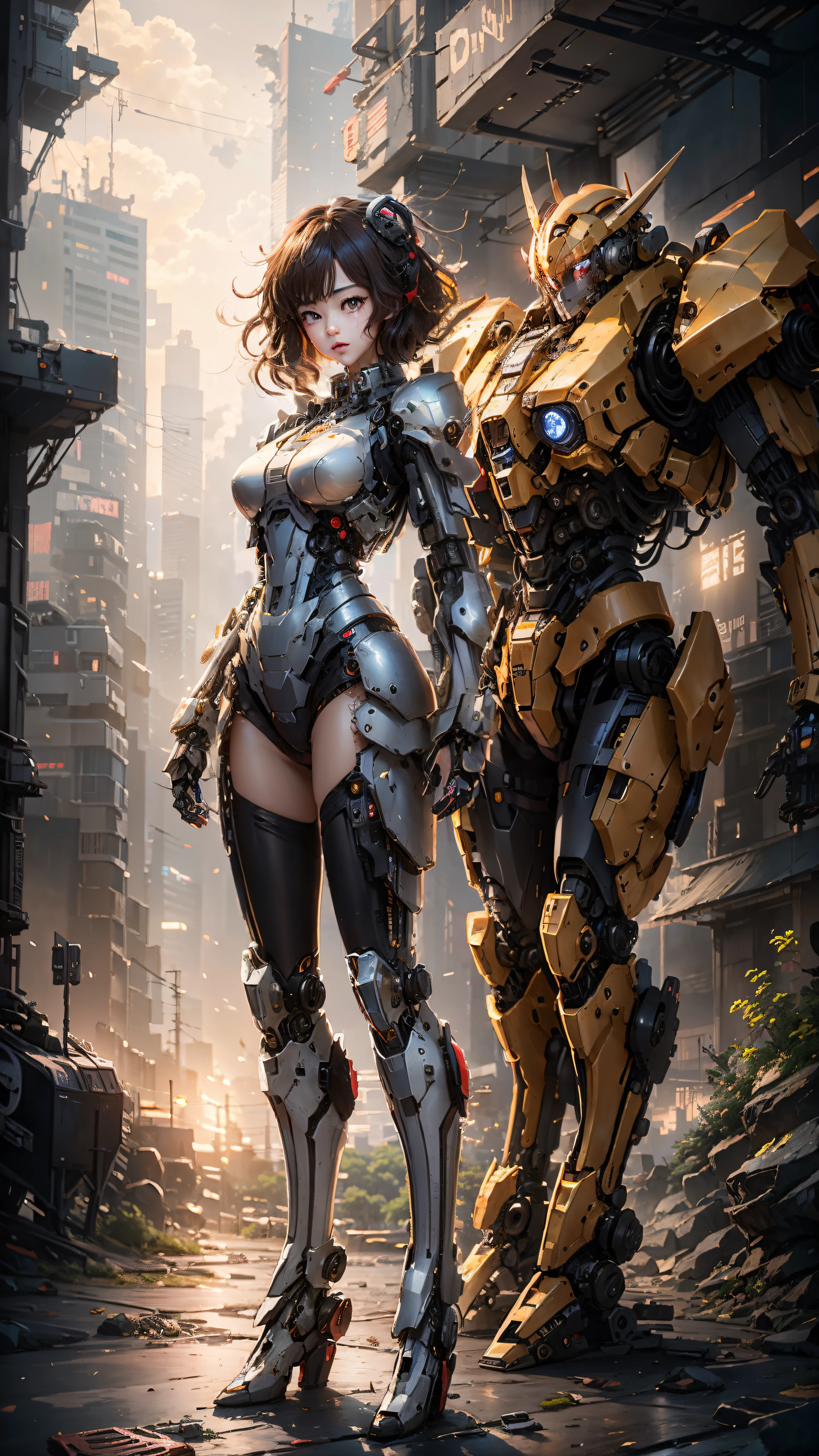 Anime girl in mecha suit, anime girl mecha, digital cyberpunk anime art, 8 k, mecha network armor girl