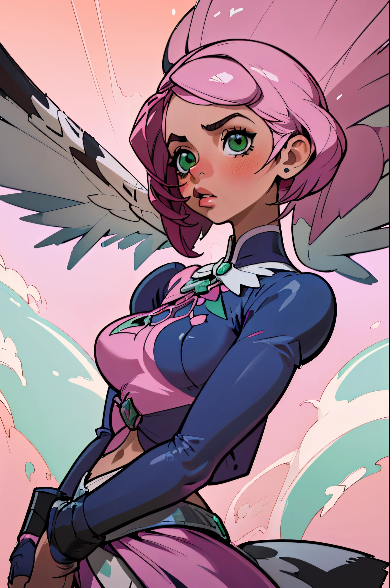 Alisa bosconovitch, melhor qualidade, contemporary, estilo plano, minimalismo, Ilustra??o plana de olhos verdes, cabelo rosa, cabelo curto, cabelos multicoloridos, Camisa Preta, mechanical wings, Close-U head portrait, peito pontudo, decote, super decote, medium breasts, tekken,cabelo rosa pastel, 1 garota, em quimono, hand painted,Desenho de linha sem cor, colorida do yandere pastel, tekken, Super cute girl with pink hair and gothic makeup on the side, com roupa de empregada,Figura esbelta,robusto,He sat on the floor,Vestido com roupas de empregada rosa e branco,cabelos muito curtos,com orelhas de gato,quadratic element,, kawaii cor-de-rosa na roupa da era de 1910, Alisa Bosconovich'pink lips, no estilo da paleta de cores suave aurorapunk, an anime illustration of your face, gifs animados, hand drawn animation, charming sketches, suave e brilhante, romantismo nebuloso, estouros de estilo, fundo branco - ar 1:1 - niji 5 - estilo expressivo --s 50 , Pink kawaii in the 1920s clothing eraPink eagles, vestindo uma camisa branca brilhante, no estilo da paleta de cores suave aurorapunk, an anime illustration of your face, gifs animados, hand drawn animation, charming sketches, suave e brilhante, romantismo nebuloso, estouros de estilo, fundo branco - ar 1:1 - niji 5 - estilo expressivo --s 50, Absurdo, Alto, ultra detalhados, (1 garota:1.3), quebrar , Crie uma imagem com uma bela caligrafia Obra de arte, melhor qualidade), linda mulher, cabelo ondulado, asymmetrical bangs, lingerie de renda complexa, rosto perfeito, rosto bonito, Sedutor, grandes olhos lindos, seios enormes, sorriso suave, corpo slim fit perfeito, quarto de luxo, Cores brilhantes, (risografia)nu