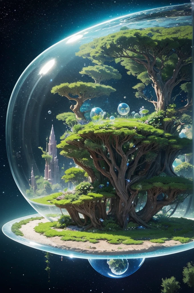 4k,masterpiece,Imagine a garden floating in space. A place where ...