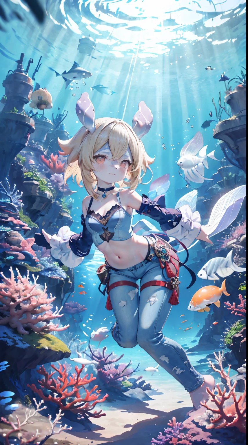 Melousine | genshin impact, master-piece, bestquality, 1girls,25 years old , proportional body, proportional, Show your , Long Jeans, crop top, choker, The sea below is full of beautiful colorful corals.. including powerful sea creatures Meet beautiful fish, both big and small.. Including fragile corals., The underwater waters are also home to colorful and unique corals.. Brightly colored sea mushrooms were found floating in the currents.. It is like the mysterious science of geography under the sea.., Diving in this underwater city is a happy and healthy experience.. You will fall in love with the beauty of the underwater world that never ceases to amaze you.. ,bara, The sky is beautiful, Looking at the viewer from the side, Thigh strap, Head tilt, bored, 10, 10, HD, slight smile,