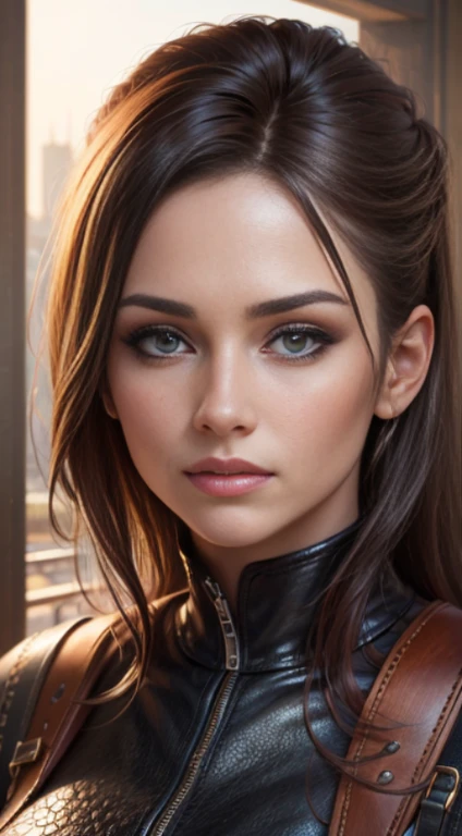 quality (photo realistic style, UHD, 16k, textured leather, hight resolution), a portrait of a beautiful woman, The perfect female face