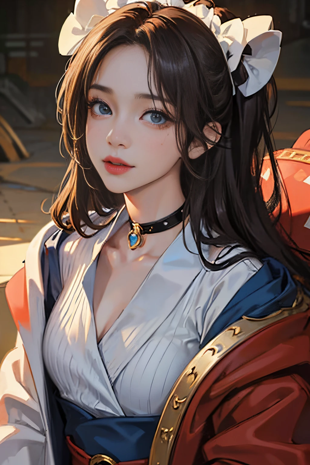 1人の女性、 watching at viewers、
,Her beautiful blue eyes, Twin-tailed brown hair, Moles under her eyes, Plump and glossy lips, Heart-shaped choker, Looking at the viewer, smiling at the viewer. .. .. .. .. .. .. .. .. .. .. .. .. .. .. .. .. .. .. .. .. .. .. .. .. .. .. .. .. .. .. .. .. .. .. .. .。.。.。.。.。.。.。.。.。.。.。.。.。.。.。.。.。.。.。.。.。.。.。.。.。.。.。.。.。.。.。.。.。.。.。.。.。.。.。.。.。.。.。.。.。.。.。.。.。.。.。.。.。.。.。.。.。.。.。.。.。.。.。.。.。.。.。.。.。.。.。.。.。.。.。.。.。.3D, cyberpunk style short clothes、Nami Style in Anime One Piece, of the highest quality, 8K, Detailed skin texture, Detailed Cloth Texture, beautifull detailed face, Intricate details, Pirate Ship、
Rim lighting, Side lighting, Cinematic lighting, Ultra high definition, 8K UHD, Film grain, Best Shadows, Delicate, Facing the viewer, gazing at viewer