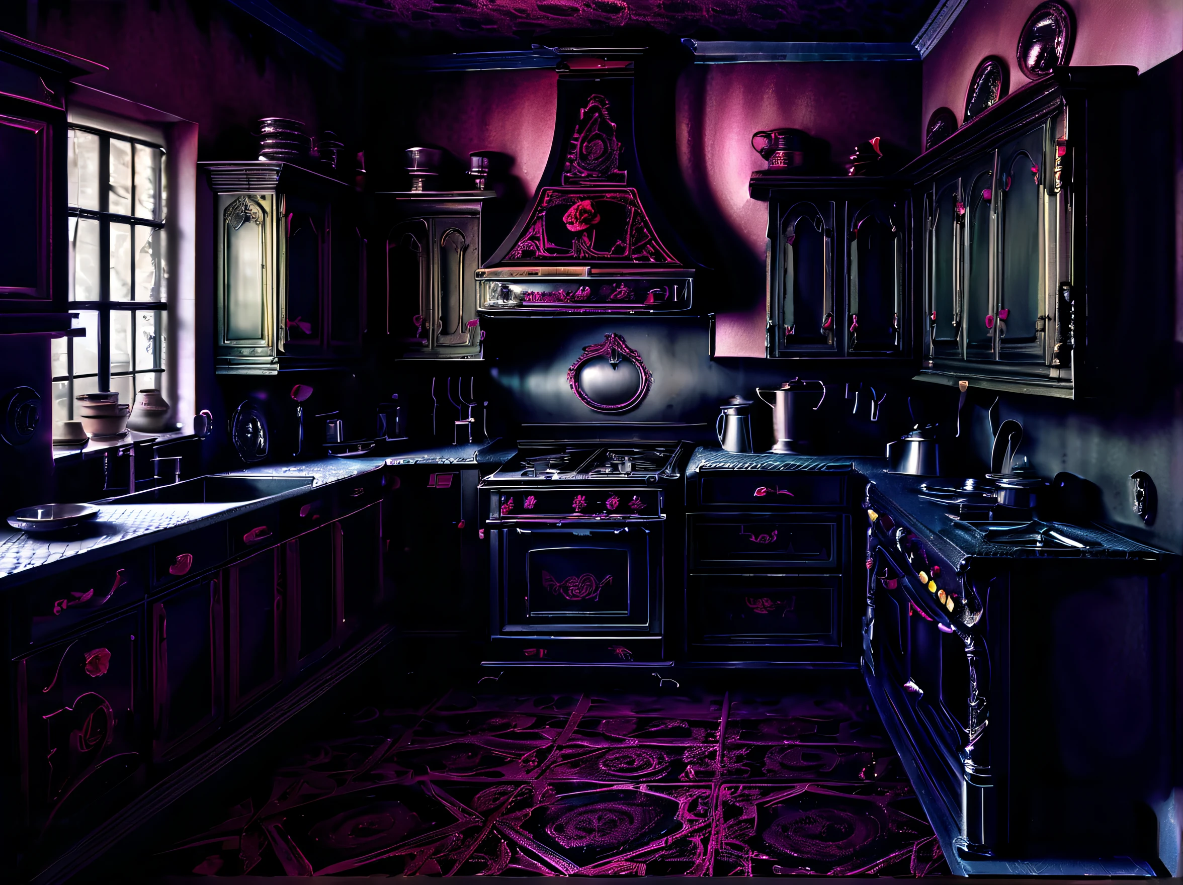 (((stunning extremely detailed illustration of spooky kitchen appliances:1.3))), ((with creepy chef:1.3)), (((graphic windows interface:1.3))), cute appliances is a true masterpiece, creepy refrigerator, awe stove, pretty toaster, expertly rendered metal and delicate brushstrokes, (horror detail glow:1.1), combination of realistic rendering and a gothic metal of dark_fantasy, creates a truly unique and captivating piece, mastery of various techniques and styles, use of mezzotint technique, touch of sophistication to the already impressive level of quality and detail, true masterpiece, amazed level of detail in this incredible watercolor painting, mesmerizing and almost lifelike depiction of this creature, vibrant colors and intricate brushstrokes truly bring masterpiece, (((majestic kitchen_room background intricate detail:1.3))), intricate detailed, extremely details, extremely intricate insane details, (((extremely intricate detail of stunning render:1.4))), cinematic still and angle, all creepy steel texture,