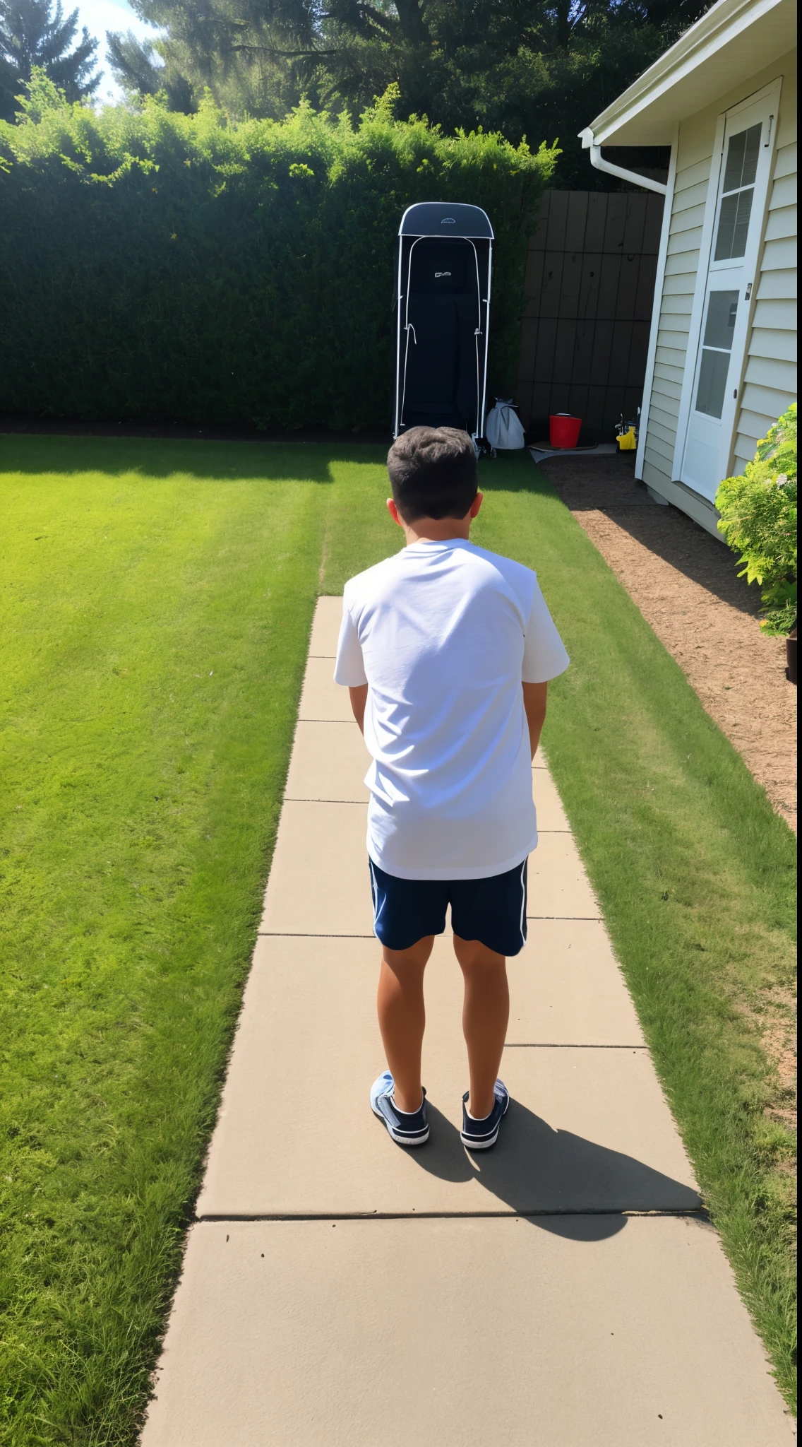 JK pees outside the house