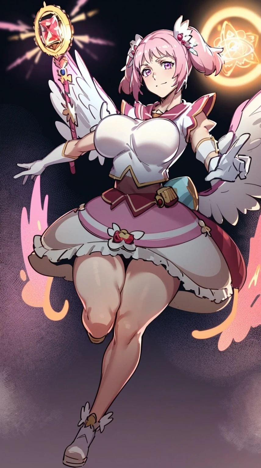 masterpiece, best quality, indoors, mamikafairy, 1girl, solo, looking at viewer,, hand arms full body,boots, standing,cute,breast, curvy, female,fantasy goddess,there is a cartoon picture of a woman with a very large breast, glowing divine being, glowing holy aura, inspired by Luma Rouge, the non-binary deity of spring, ethereal rainbow nimbus, the bird goddess of fire, inspired by Mariel, glowing aura around her, astral wind, as the goddess of the sun, “uwu the prismatic person, big breast, serious, beautiful eyes, , full body,, long robe, long dress, ,priestess ,holy, smile, god rays, ray tracing, sparkle, cinematic lighting, UHD, retina, masterpiece, ccurate, anatomically correct, textured skin, super detail, high details, high quality, award winning, best quality, highres, 1080P, HD, 4K, thunder aura, light aura,full, snak staff,closed mouth, huge breast, curvy, bimbo, standing, heroic, pose, background ruin of a misterios city,UHD, retina, masterpiece, ccurate, anatomically correct, textured skin, super detail, high details, high quality, award winning, best quality, highres, 1080P, HD, 4K, sun aura,motionless, large skirt, long skirt