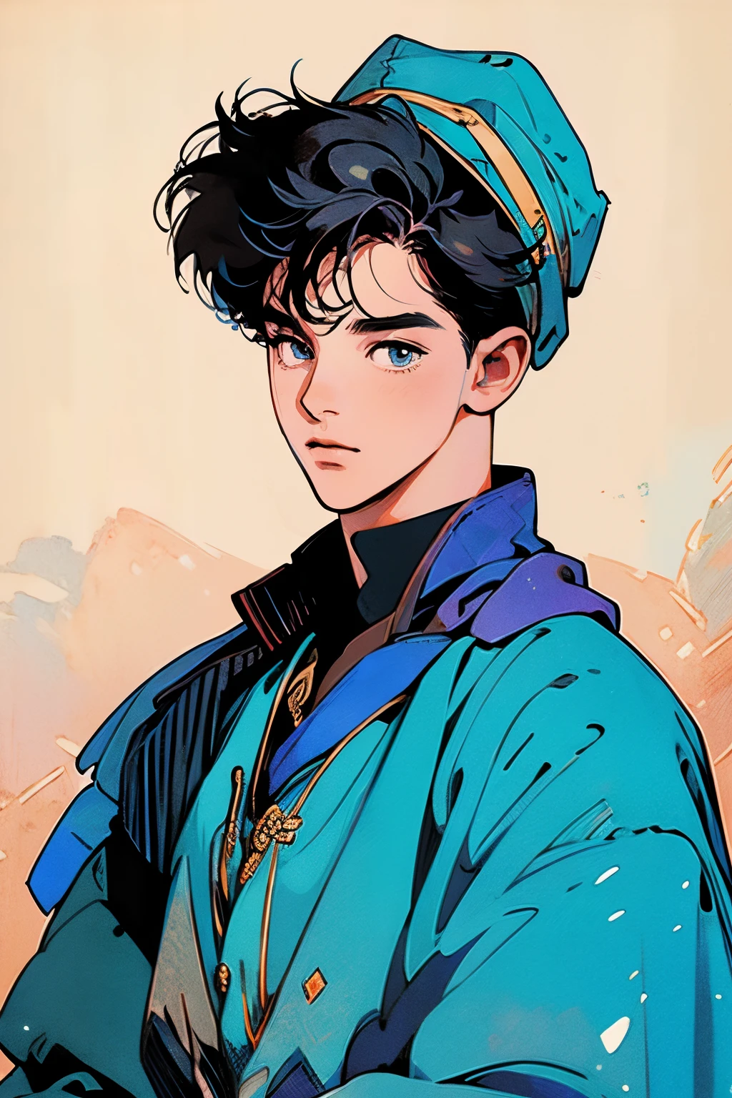 1 ((boy)) , mage,hat, extremely detailed,looking at viewer(masterpiece, best quality:1.2), male man, boy