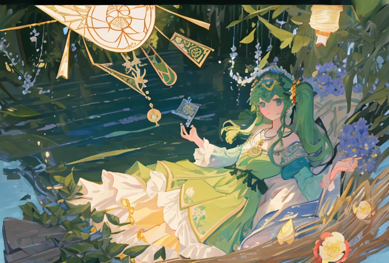 Tasks Creating tools Studio SeaArt Bot Txt2Img Default 11:21:36 Expires in 14 days(her)
tmasterpiece、topquality、Alphonse Mucha、Jugendstil、 (Tarot card style:1.3)、Unique Tarot Card Structure, including floral and green elements、 blunt bangs、Long hair with pink double ponytails,,,、Upper torso、looking at the viewers、 In the middle of a green garden、Mysterious girl in a floral dress、Enjoy the sunshine, which illuminates flowering plants and ancient tarot symbols.、Dance with Unearthly Creatures。 roses、lily、Cherry trees、calamus、leaves、moss、vine、Elegant dresses, Inspired by nature、Necklace with flowers and leaves、耳环、circlet、A bracelet、hair ornaments、Butterflies、bird、bee、Tarot symbols, Reimagined with floral and green ornaments、godesses、Flower Garden、woods、Natural background, like a, For example, shore of the lake、Efficient use of light and shadow、 Realistic & Ультрареалистичный 3D、zentangle、birds