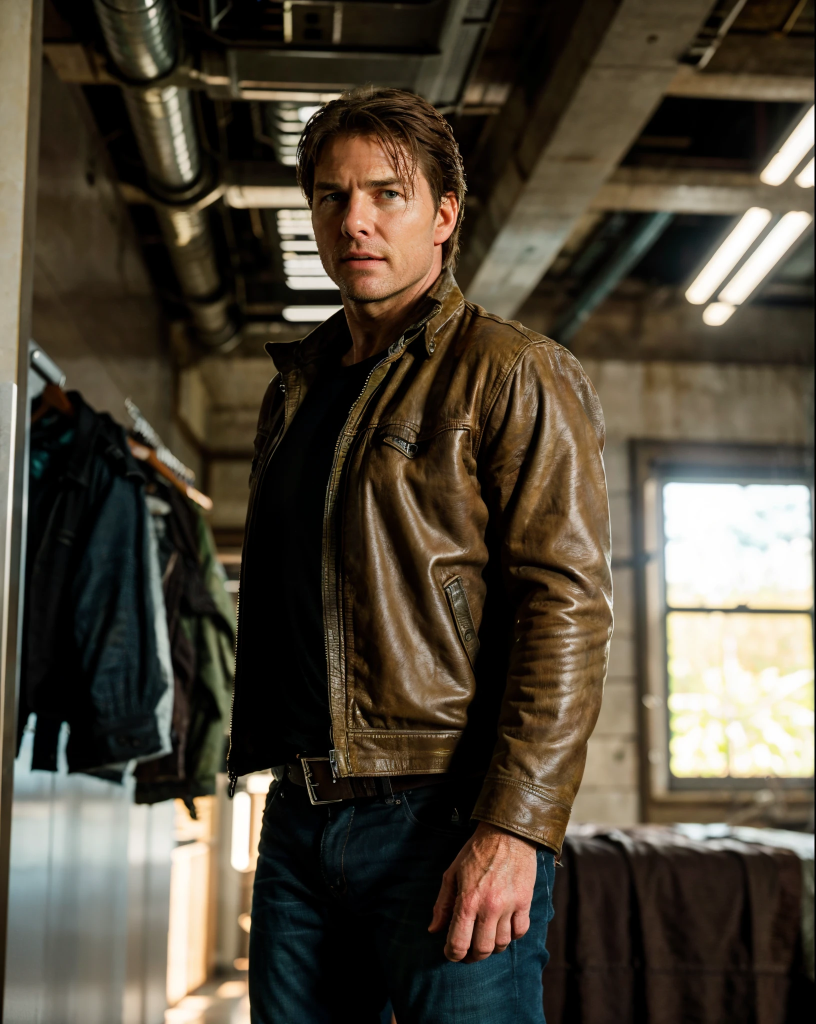 Tom Cruise as Rick Grimes from The Walking Dead,half body, XF IQ4, 150MP, 50mm, ISO 1000, 1/250s, natural light, Adobe Lightroom, photolab, Affinity Photo, PhotoDirector 365