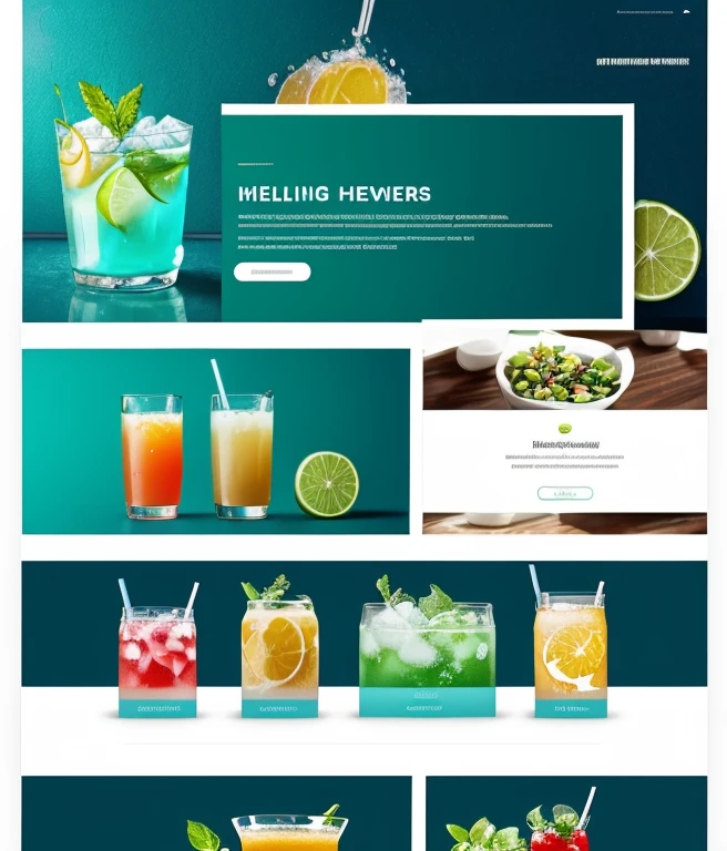 Design a modern and refreshing website framework for a healthy soft drinks factory. The website should have a young and vibrant feel, with a relaxing and rejuvenating ambiance. The main color palette should be centered around white, creating a clean and crisp look. Incorporate elements of nature and the sea to evoke a sense of freshness and purity. Use soothing pastel shades of blue and green to represent the calming and invigorating qualities of the drinks. Implement a visually engaging layout that showcases the range of healthy drinks, highlighting their natural ingredients and health benefits. Integrate smooth transitions and subtle animations to enhance the user experience. Include sections for product information, testimonials, and a blog to share wellness tips and recipes. Ensure the website is responsive and user-friendly across different devices. Overall, create a visually appealing and immersive experience that entices visitors to explore the world of healthy soft drinks while conveying a sense of modernity, youthfulness, and relaxation.