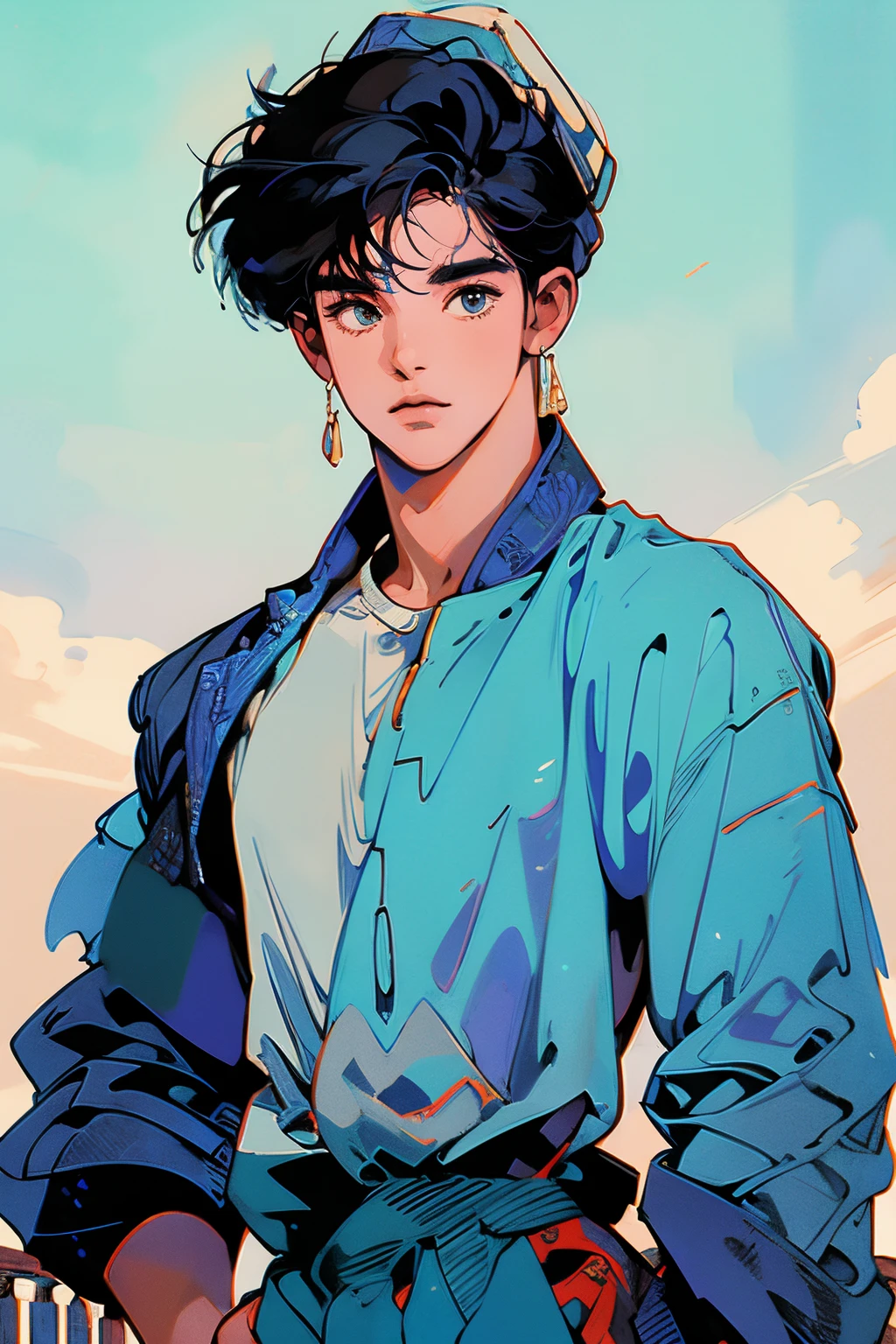 1 ((boy)) , mage, hat, extremely detailed, looking at viewer (masterpiece, best quality: 1.2), male man, boy, Aladdin from Disney