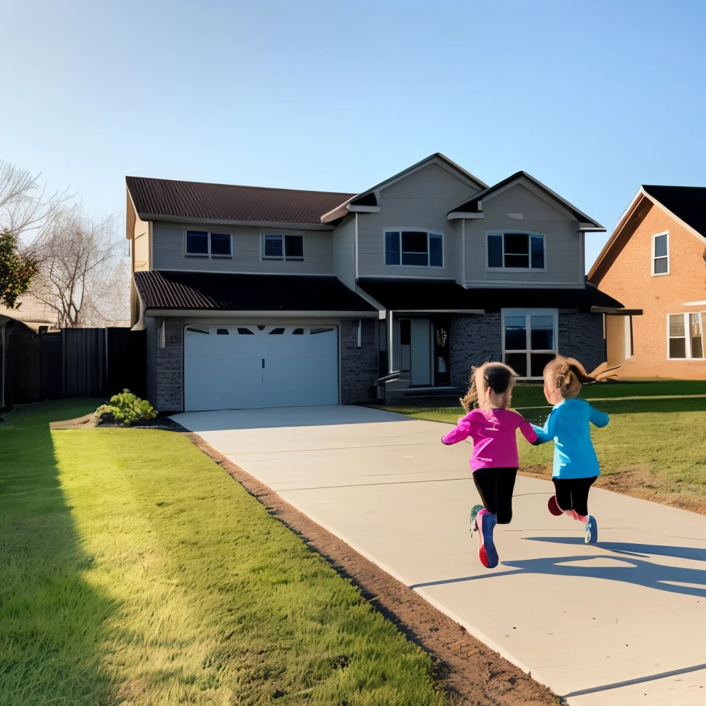 Two girls ran to the house fast