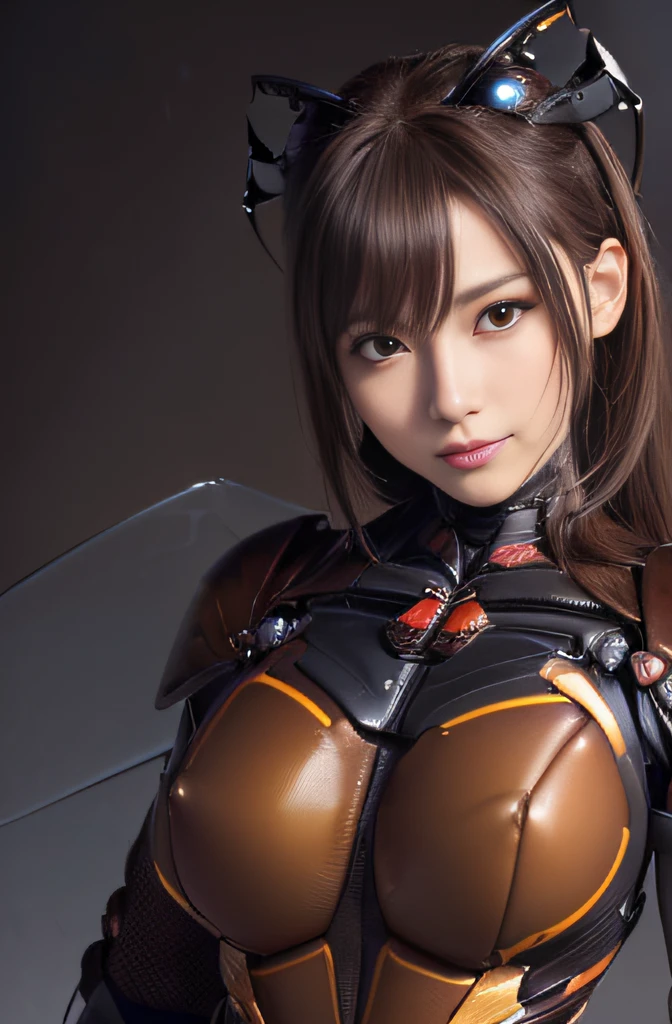 (high resolution,masterpiece,best quality,extremely detailed CG, anime, official art:1.4), realistic, photo, amazing fine details, all intricate, gloss and shiny,awesome many layers, 8k wall paper, 3d, sketch, kawaii, illustration,( solo:1.4), perfect female proportion,villainess, (fusion of dark brown cockroach and lady:1.4), (brown cockroach form lady:1.2), (brown cockroach lady:1.2), (fusion:1.2), (solo:1.4), (evil smile:1.2), muscular, abs, (cockroach brown exoskeleton bio insect suit:1.4), (cockroach brown exoskeleton bio insect armor:1.2), (brown transparency cockroach wing:1.4), (brown cockroach antennae:1.3),