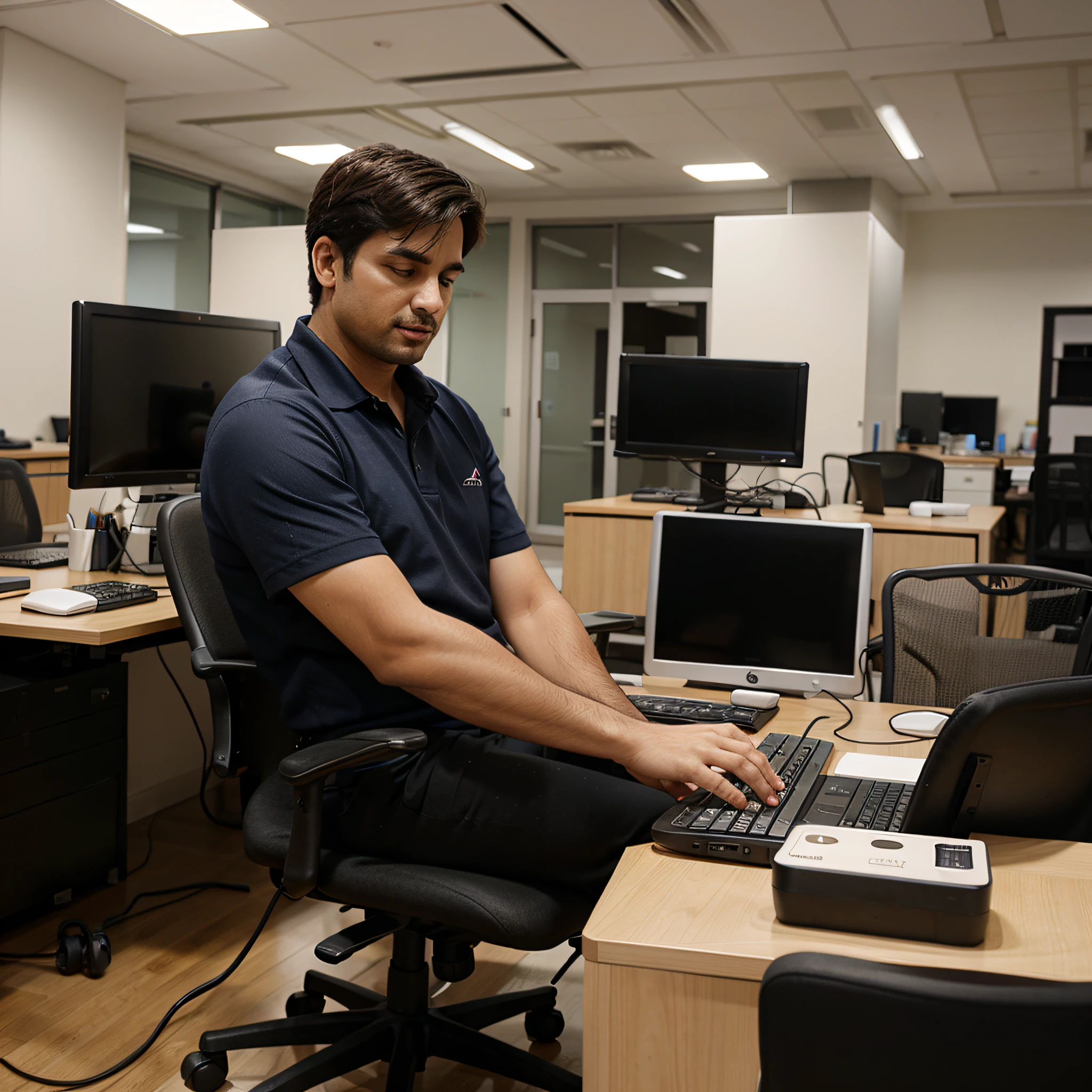 man working pc in office
