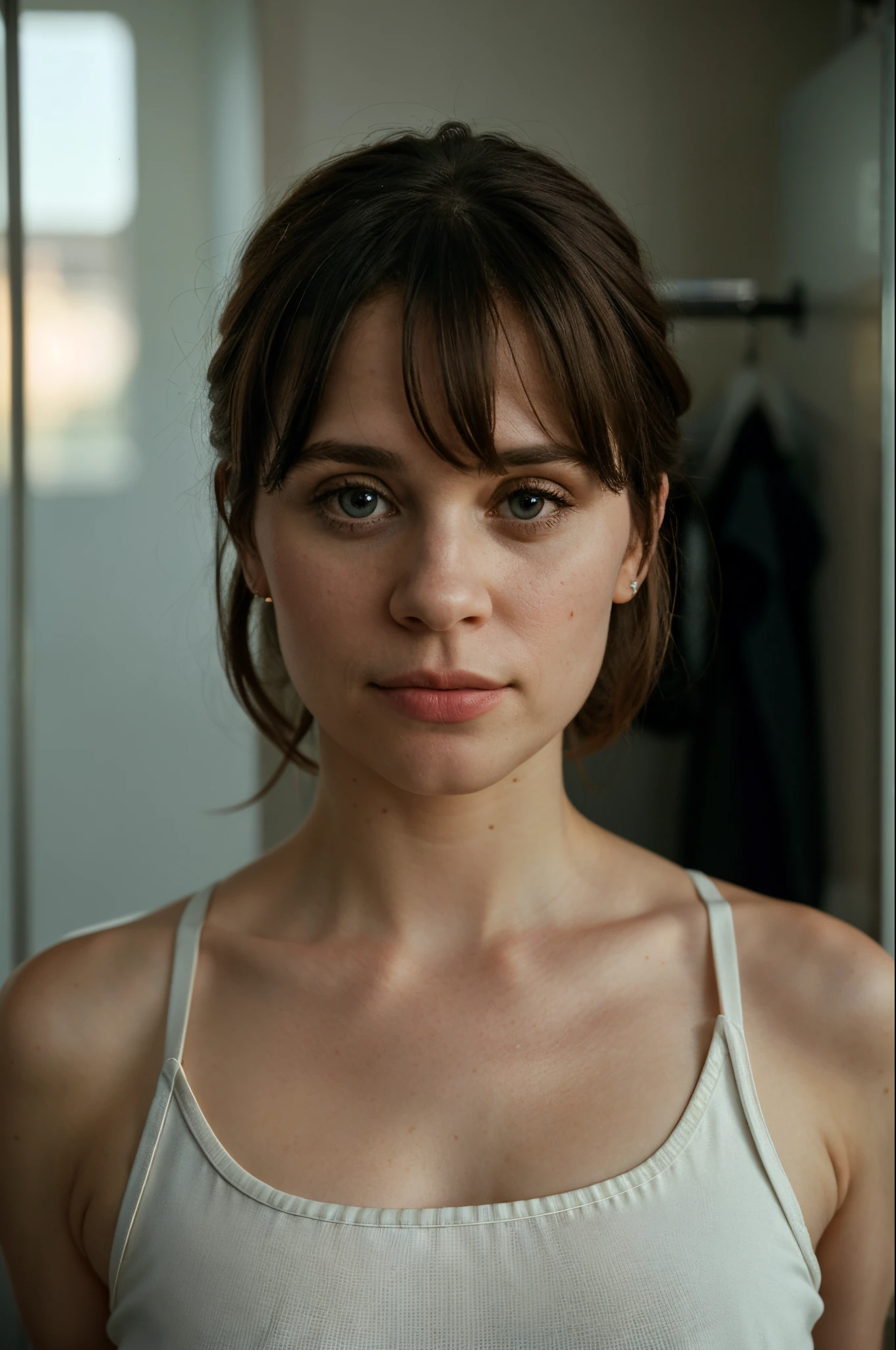 Ultrarealistic portrait photograph of woozy a basketball_player. Zooey Deschanel in a slick clean large closet room,
(by Georgi Zelma, Basil Pao), RAW photo, hyper real photo, ultrarealistic uhd faces, 8k uhd, dslr, soft lighting, high quality, film grain, photographed on Minox Classic Leica M3 2.1  50mm, [[[by Josef Albers, Eliott Lilly, John Salminen, Edward Atkinson Hornel]]], [pictorial Athlete, Italian Mafia],
bokeh, [pantone], film grain, negative space, subtle gradients,  hyper-realistic, colorgraded, volumetric lighting, [[volumetric fog, moist]], shallow depth of field, reflections, absurdres, [brutalism, constructivism], Cinematic film still, 1600dpi, [[vivid colors]]