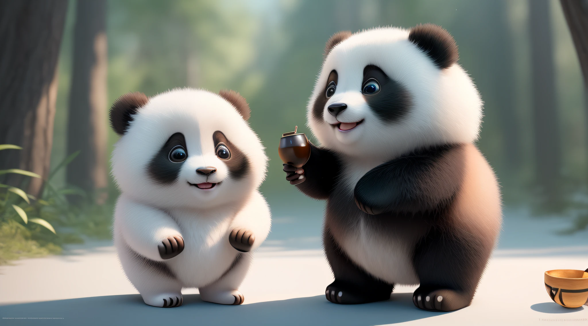(masterpiece), (best quality), (ultra-detailed), (full body:1.2), Super cute, Baby, Pixar, Baby panda in pajamas, Big bright eyes, Fluffy, Smile, Delicate and fine, Fairy tales, Incredibly high detailed, Pixar style, Bright color palette, Natural light, Simple background with pure color, Octane render, Trending on Artstation, Gorgeous, Ultra wide angle, 8k, HD, Realistic