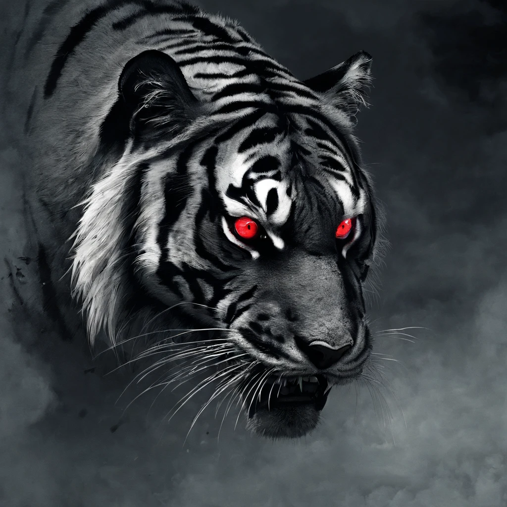 realisitic、tiger、Mouth open、red eyes