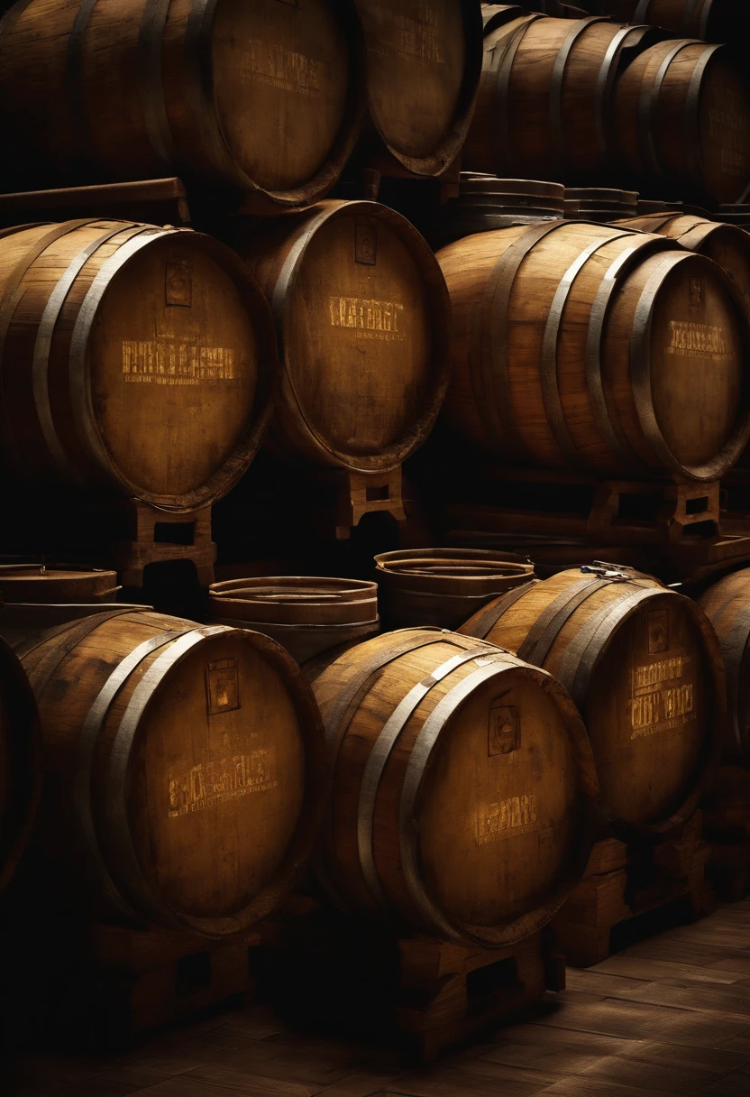 A high-resolution image of a barrel of oil being stored in a strategic reserve, with rows of barrels neatly organized and stacked, creating a visually impactful and powerful scene.
