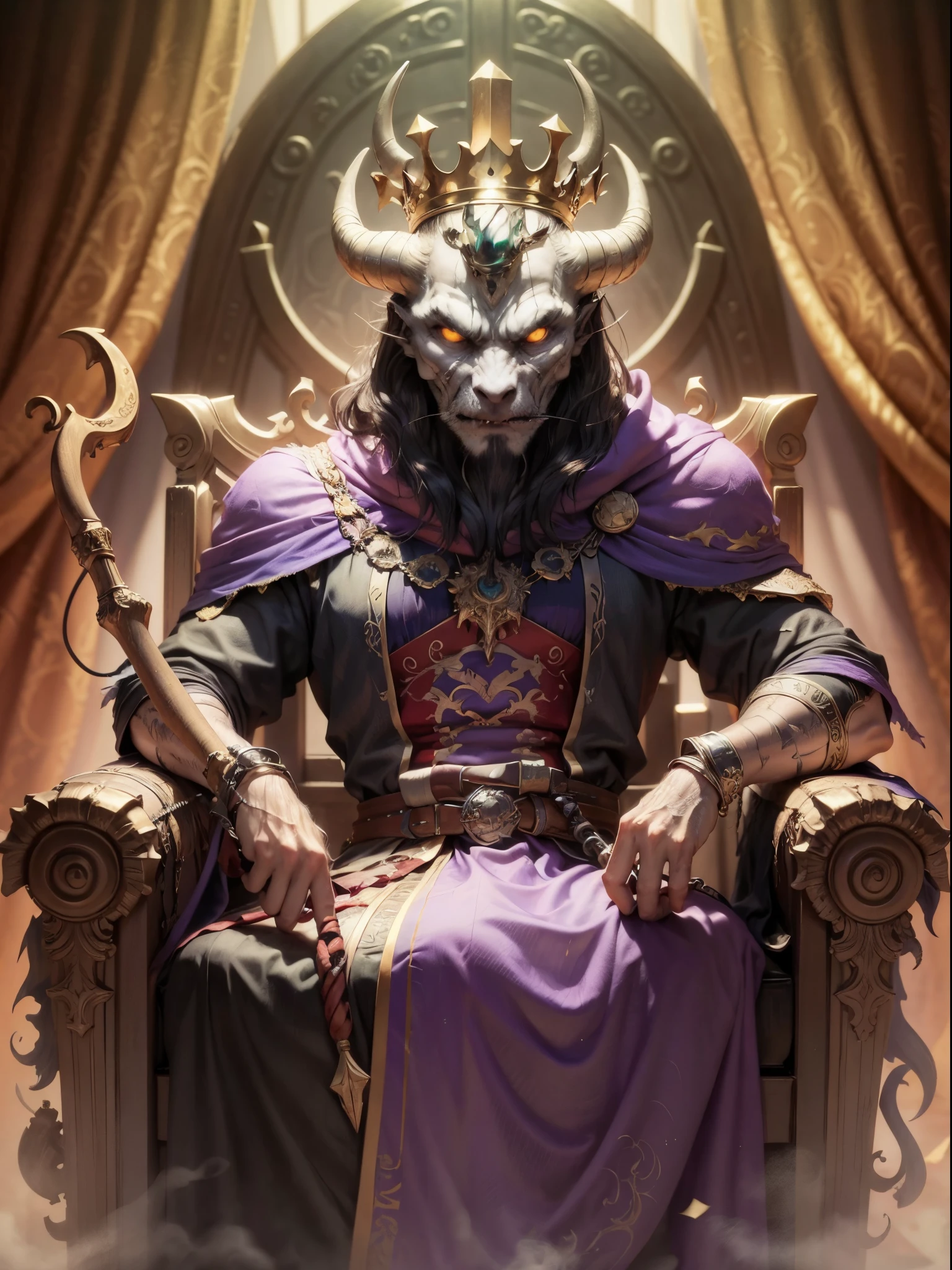 Sinister Demon King sitting on the throne with whip in hand --auto --s2