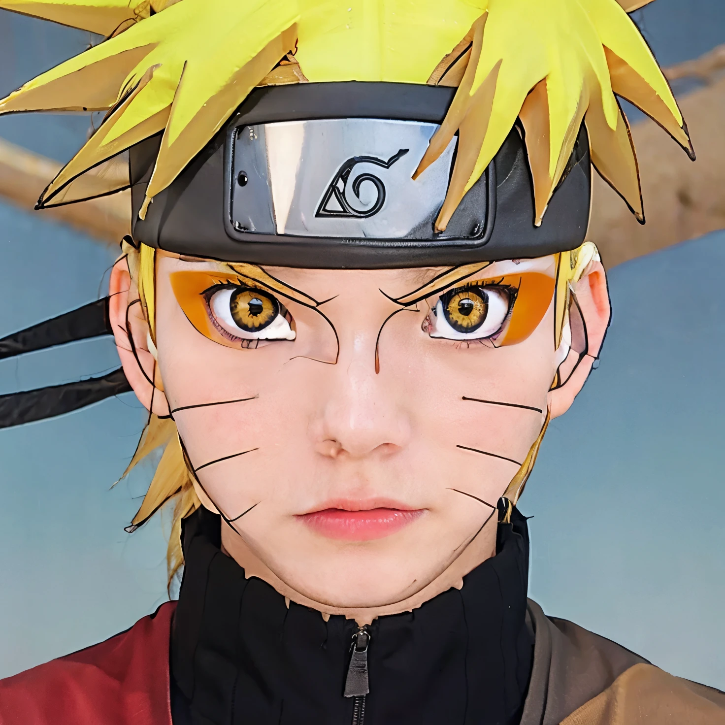 1boy,yellow hair,orange eyes,headband
